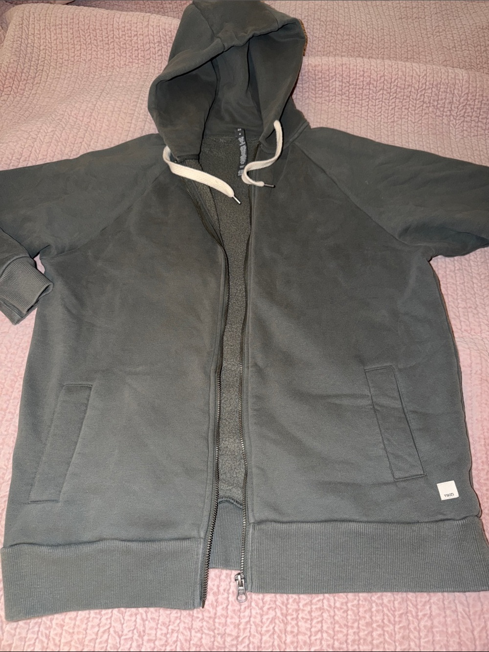 Vuori Charcoal Full‑Zip Hooded Sweatshirt size medium